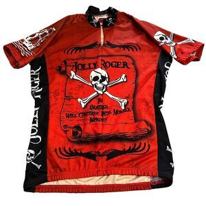 World Jerseys Jolly Roger Men's M Jersey Skull Pirate Zip  Sleeve Cycling Biking